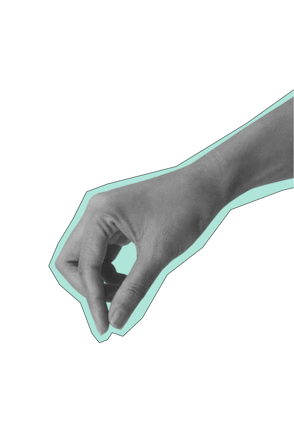 Mano que sostiene una figura humana